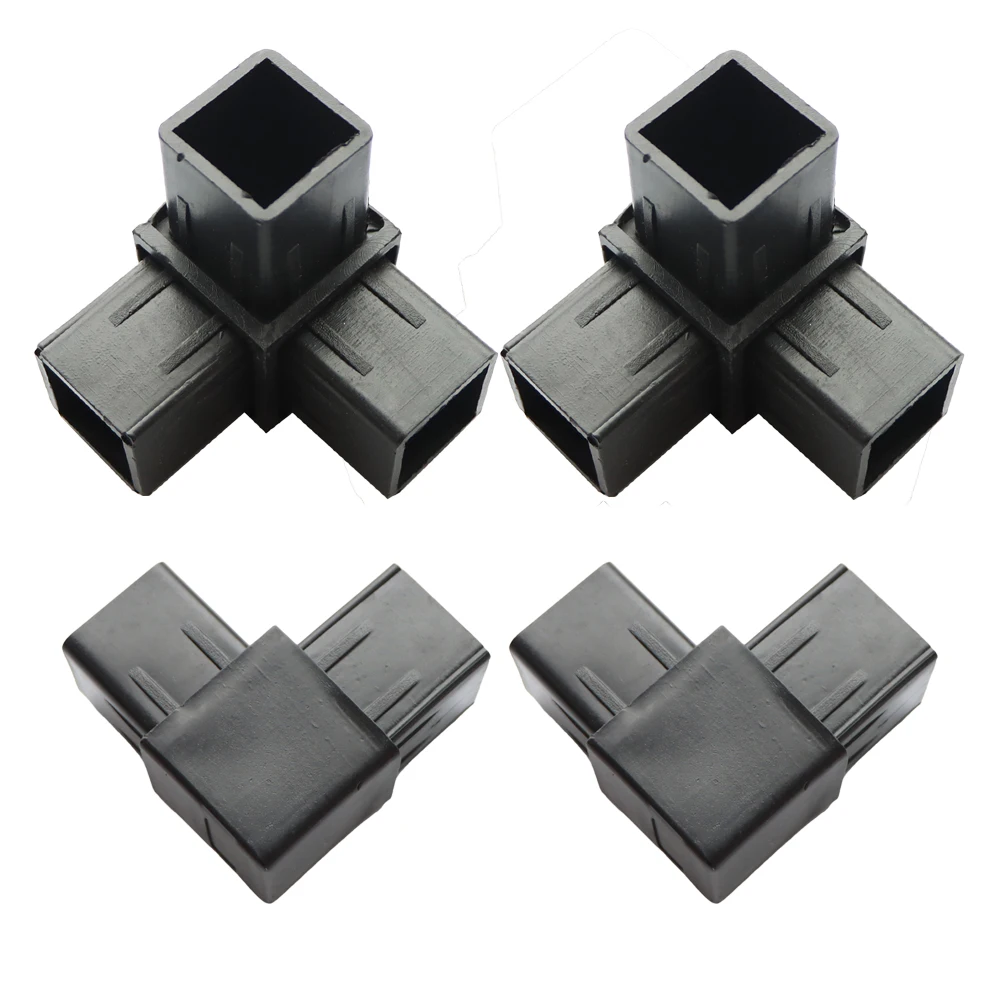 4pcs 32mm Square Tube Plastic Connector, Environmentally Friendly PP New Material Plastic, Two-Way Three-Dimensional Tee Joint