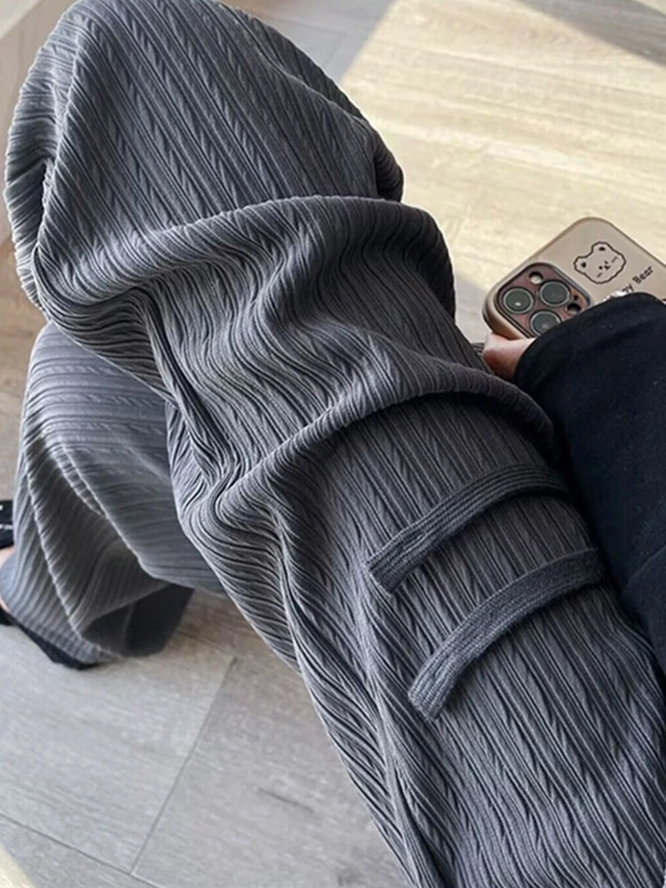 Women's Loose Casual Pants Spring Summer 2025 New Wide Leg Narrow Version Thin Model Straight Leg Pants High Waist Nine Points