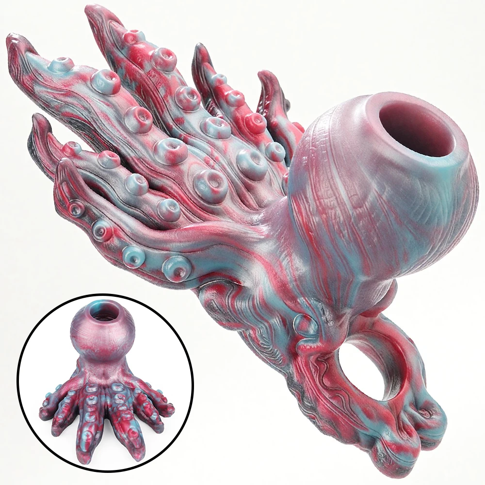 SHAZ Liquid Silicone Cock Sleeve with Built In Grinder Textured Fantasy Tentacle Dildo Sheath Monster Penis Enhancer for Couples
