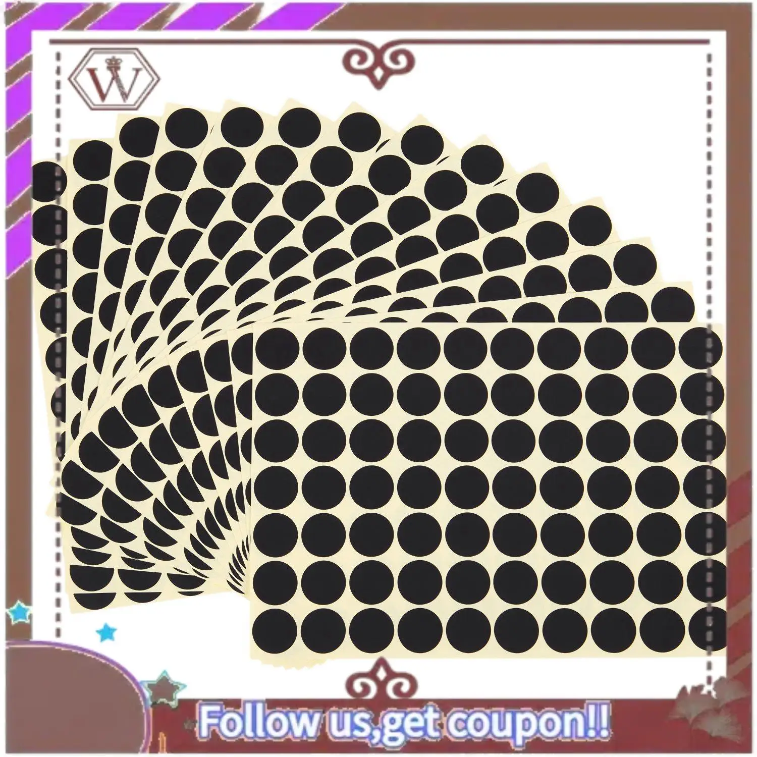 ล่าสุด 2 ชุด 19 มม.วงกลมรอบรหัสสติกเกอร์กาวป้ายเหนียว Black & White