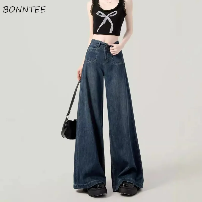 

Wide Leg Jeans for Women High Waist Vintage Ins Daily Slouchy Classic Prevalent Personalized Street Style Students Baggy Trouser