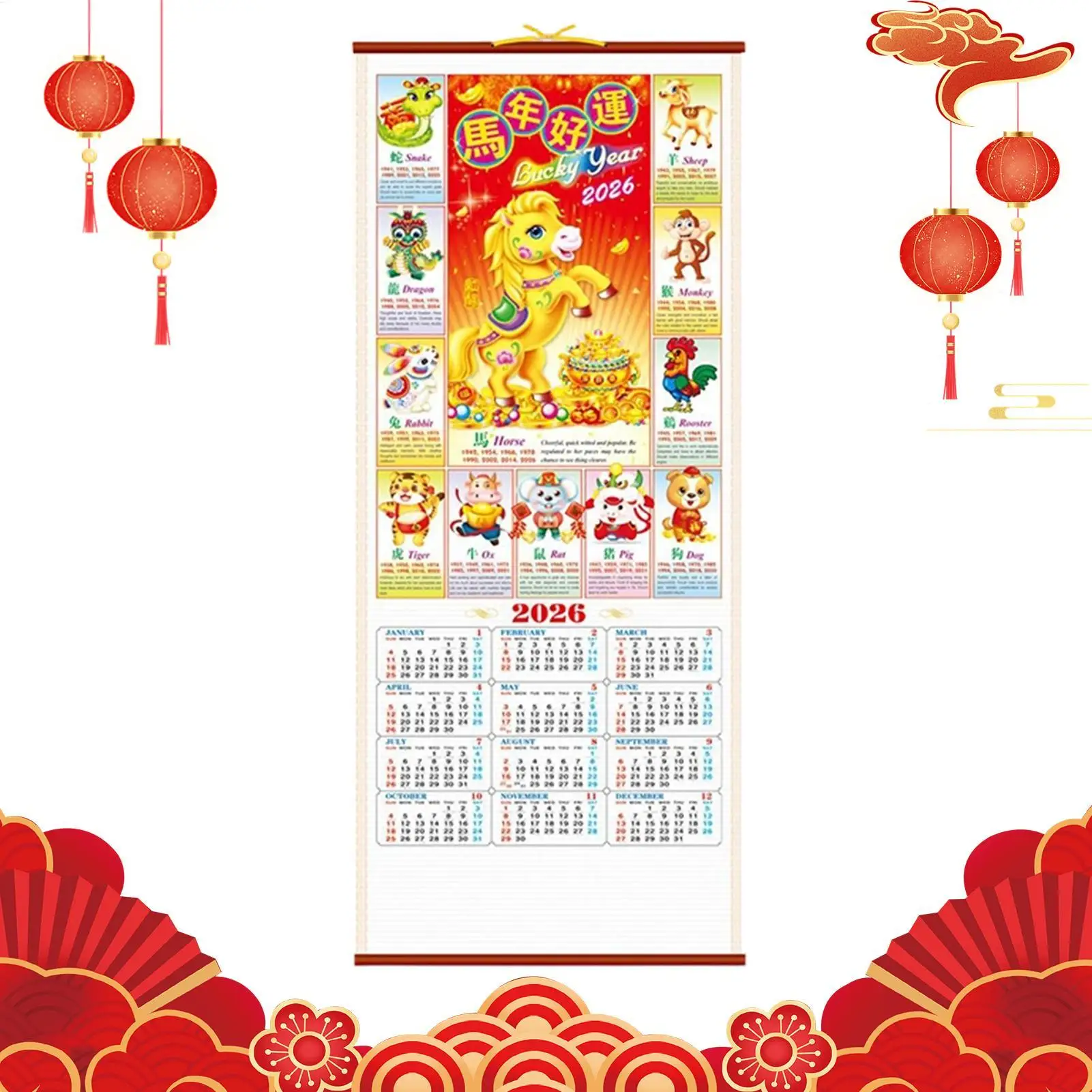 

Wall Calendar Paper Planner Organizer Year Of The Horse Chinese Calendar Planning For Office School Classroom Family Dorm Room
