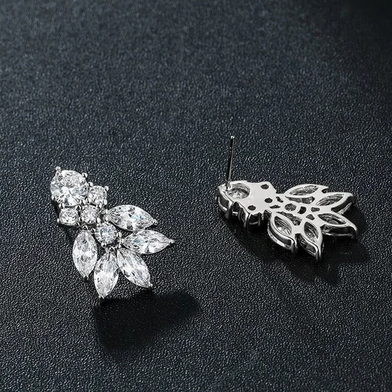Huitan Luxury Geometric Stud Earrings for Women Full Crystal CZ Exquisite Bridal Wedding Accessories Fancy Gift Fashion Jewelry