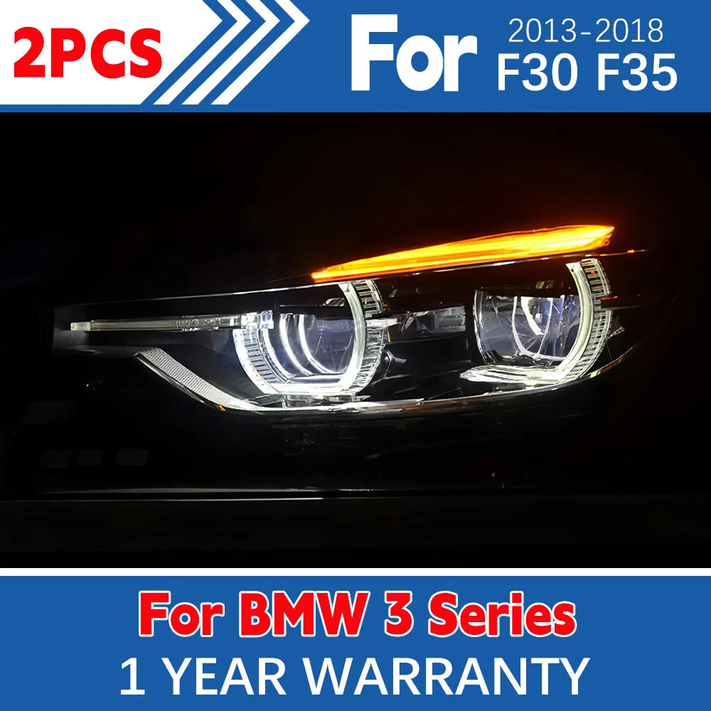 

1Pairs Full Led 12V Auto Headlights For Bmw F30 F35 320I 328I 335I 2012-2018 Upgrade Drl Angel Eye Car Front Lamps Plug-Play