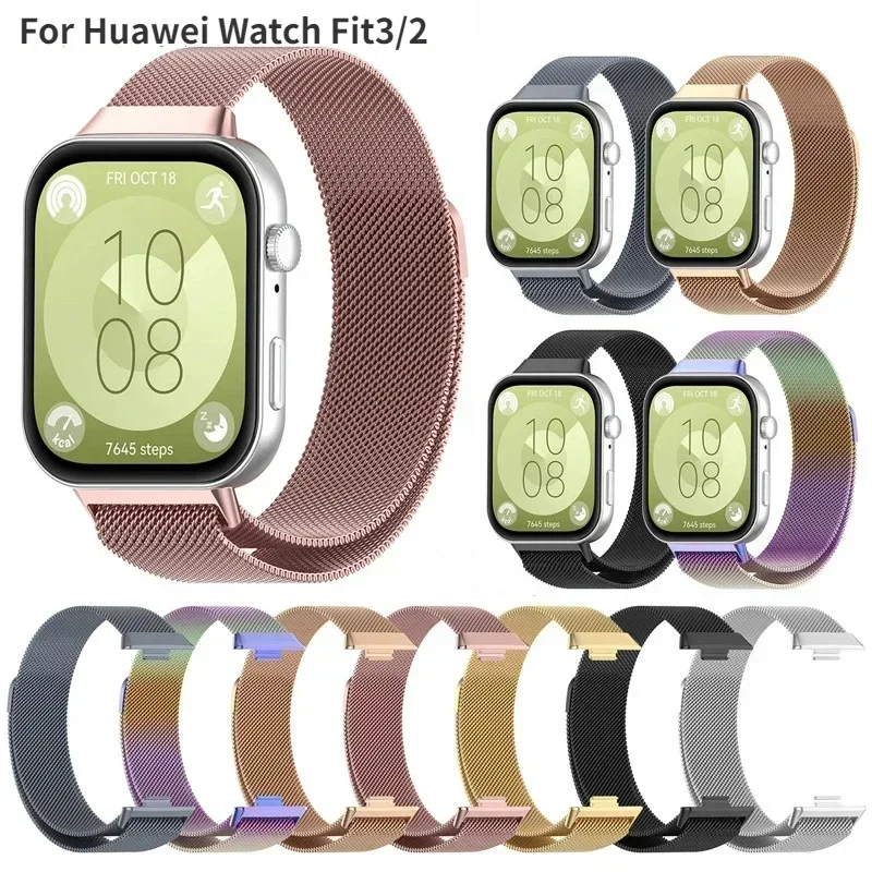 Milanese Loop Band For Huawei Watch Fit 3 2 Strap Smart Magnetic Stainless Steel Correa For Huawei fit 3 2 Watchband Accessories