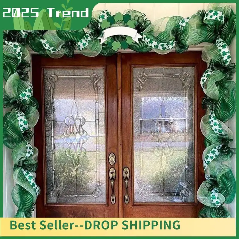 4 Roll St. Patrick's Day Poly Mesh Ribbon Green White Wired Edge Ribbon 10 Inch X 30 Feet Poly Deco Mesh Ribbon