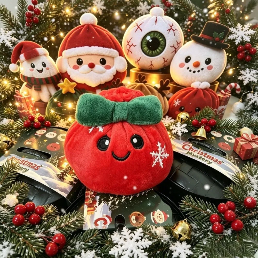 New Christmas Dumpling Squeeze Toys Santa Claus Elk Doll Sensory Toy with Tray Snowman Pinching Stress Relief