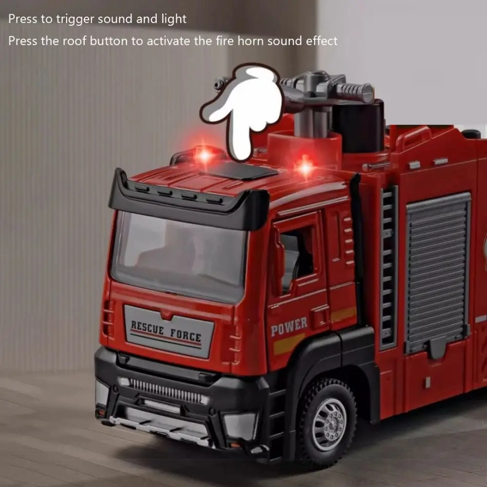 1:32 Scale Fire Truck Model Pull-Back Function Interactive Toy Fire Engine Cars With Sound Light Engineering Vehicle Kids Toy