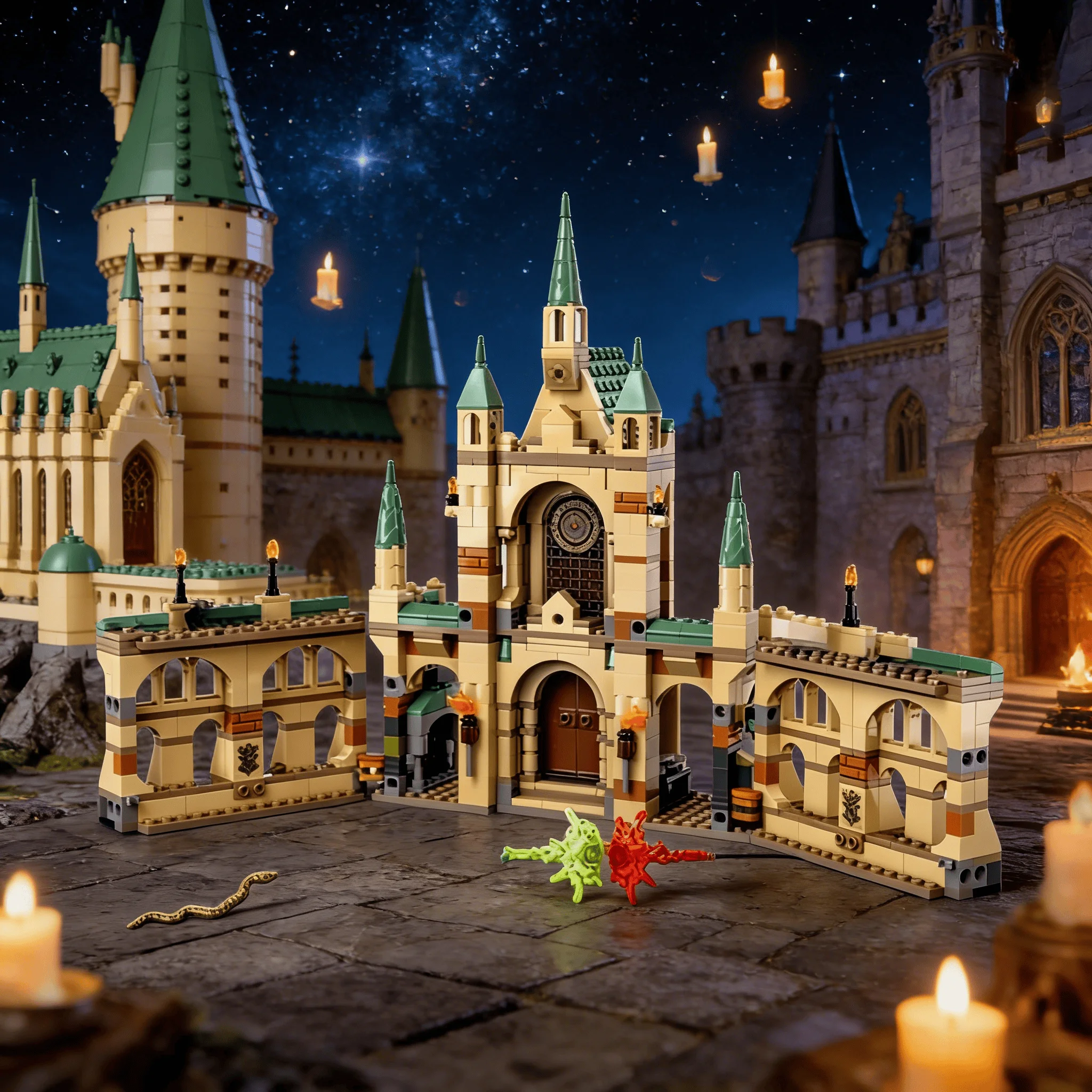 

Creative 730PCS The Magic School Battle Building Blocks Castle Model Assembled Bricks Toy Gift For Adult