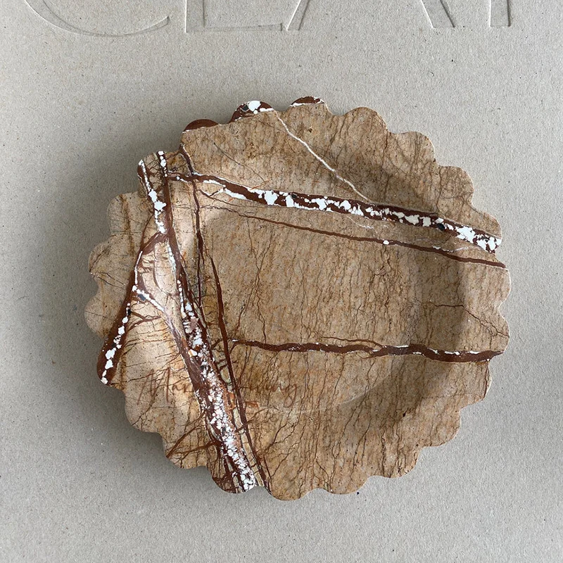 

French retro silent style marble tray Korean blogger designer ins style removable cave stone aromatherapy plate