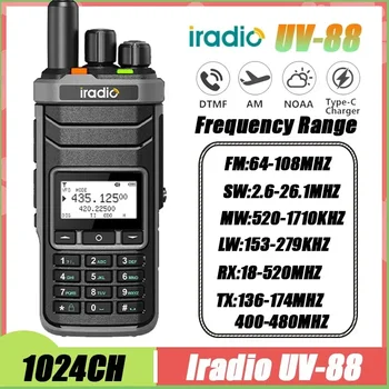 Radio Cb 27Mhz Uv-88 Walkie Talkie de onda corta 2,3-26,1 Mhz Uv88 Fm/Sw/Mw/Lw Radio multibanda tipo C cargador Noaa 1024