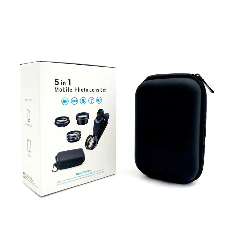 Telefonlinsen-Kit universell 10/7/5 in 1 Fisheye Weitwinkel Makroobjektiv CPL Filter Kaleidoskop 2X Teleskopobjektiv für Smartphone