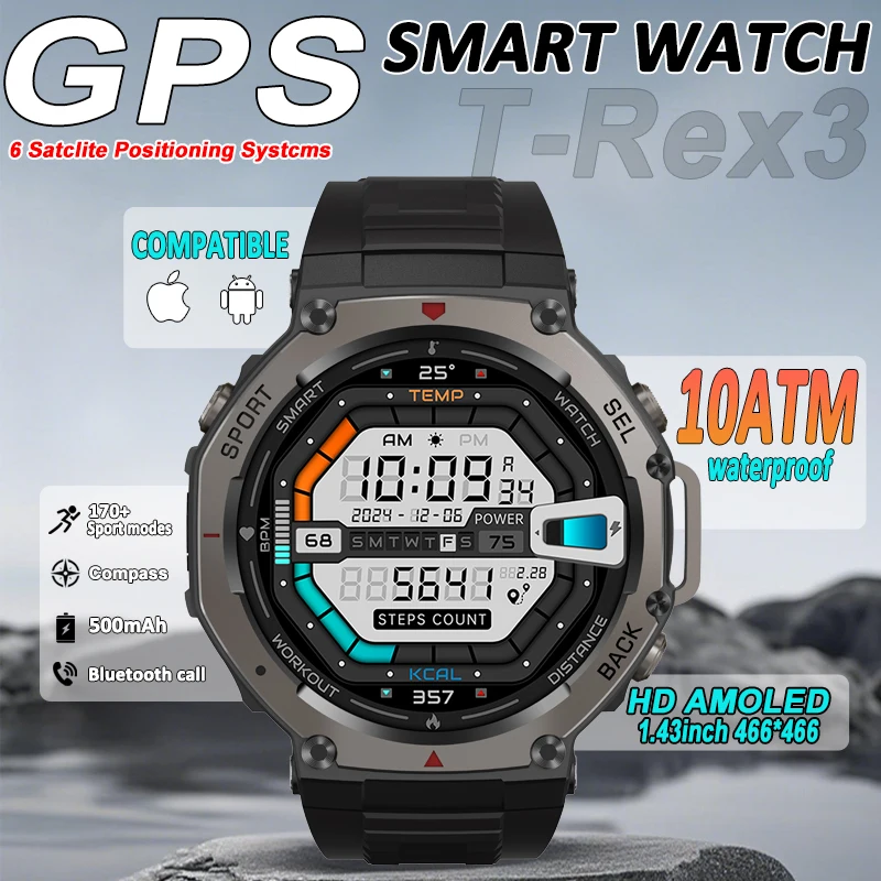

For Amazfit Military-Grade GPS Smartwatch for Men 10ATM Water Resistance 170 Sports-Style High-Definition Bluetooth Calling Watc