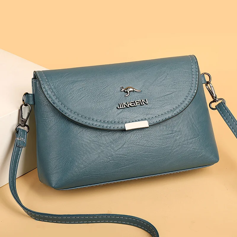 2024 New women\'s bag retro crossbody shoulder bag high-end sense temperament simple small bag solid color PU handbag cross-borde