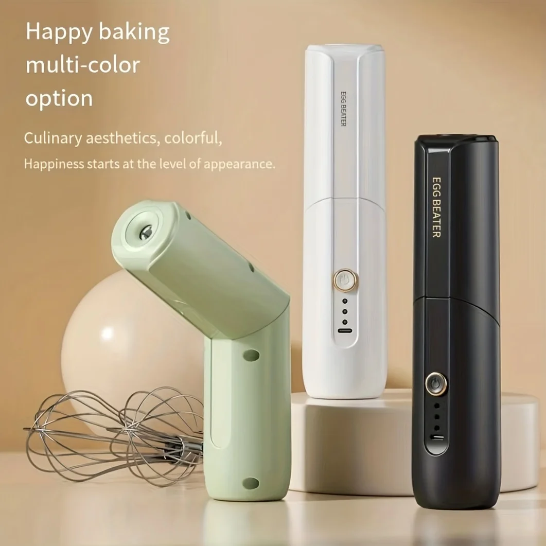 Rechargeable Electric Egg Beater With Stand Bracket 3 Speeds Adjustable Hand Whisk Drink Mixer Milk Frother for Coffee , Matcha