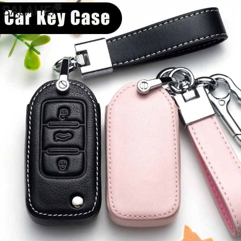 Leather Car Key Cover Remote Fob Holder Case Shell For Volkswagen VW Jetta Golf Polo Passat Tiguan For Skoda Octavia Seat Bag