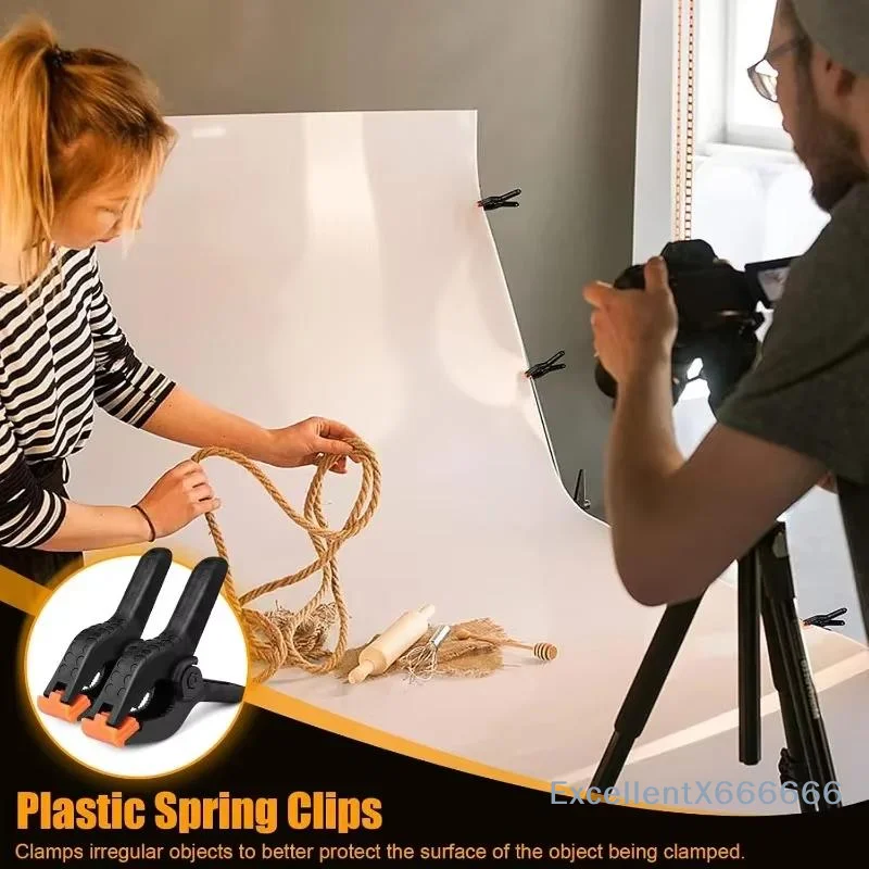2-9 Inch Plastic Spring Clamps Adjustable Woodworking Clips Quick Fixing Clip For DIY Craft Photography Background Hanging Clip