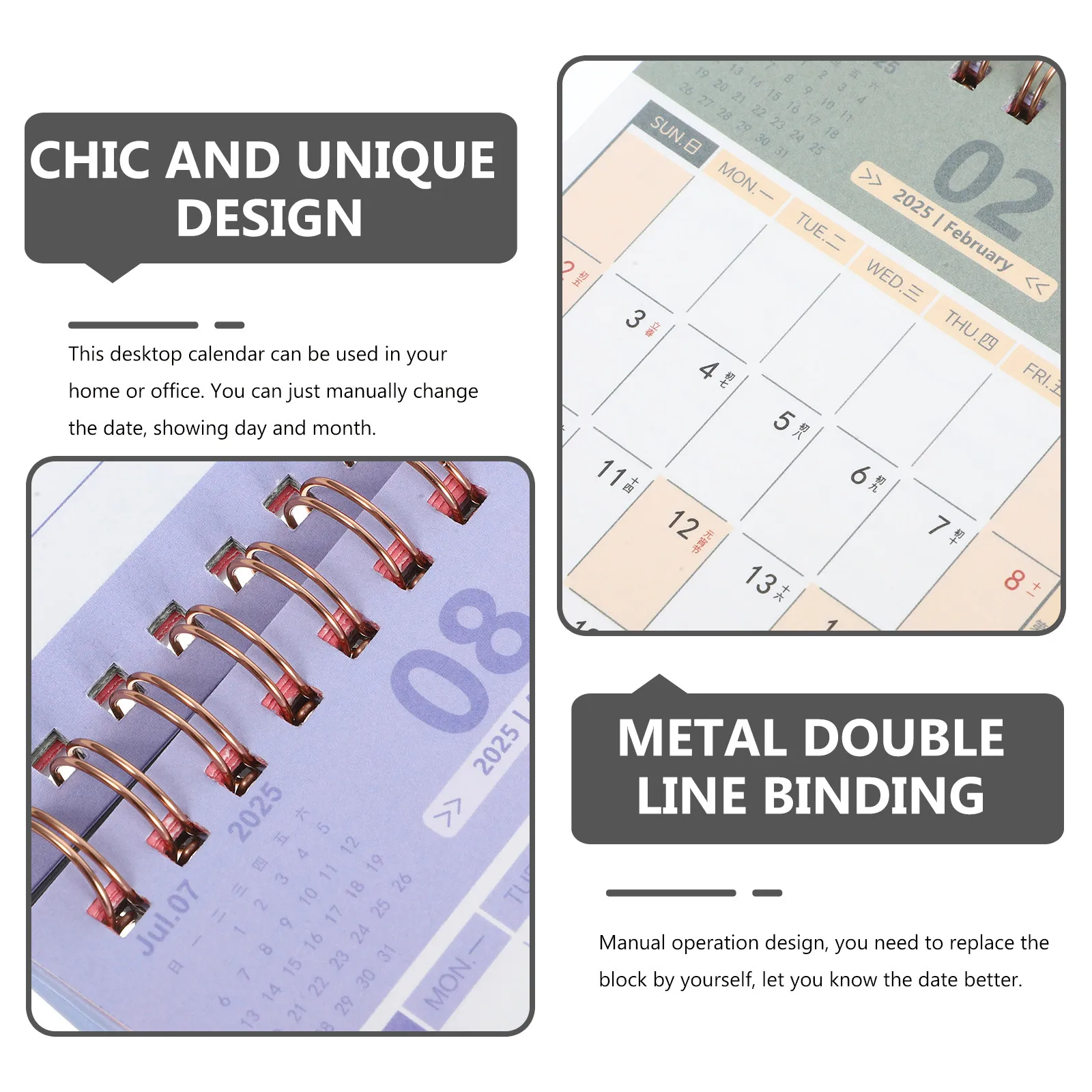 

Stylish Desktop Calendar Lightweight Standing Desk Calendar Easy to Update Month and Day Display Household Office Supply