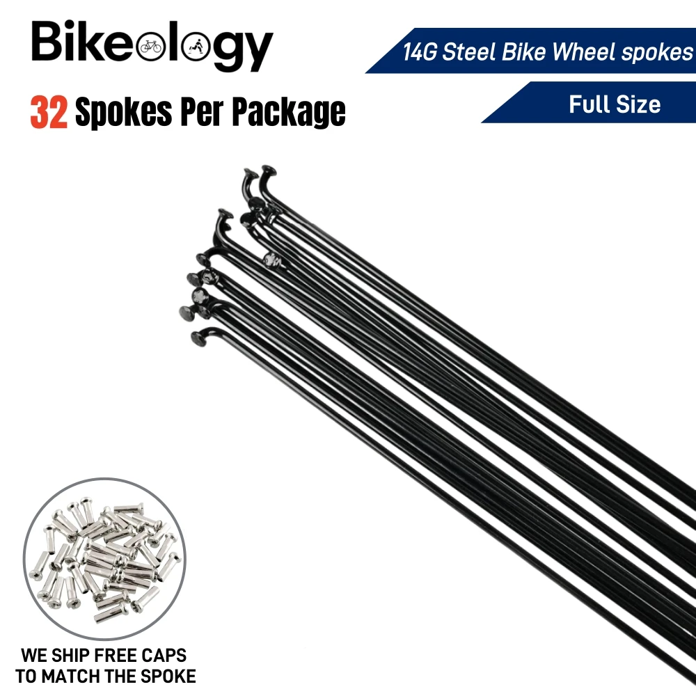 

Высокопрочная сталь 14G J-образный велосипедные стальные спицы длиной 135-305 мм с ниппелями, запасные части для велосипеда с прямой головкой, черные