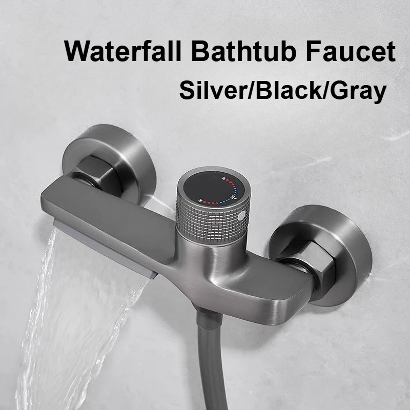 

Смеситель для ванной комнаты из медного сплава, смеситель для ванны, многофункциональный кран для горячей и холодной воды, пистолет, серый смеситель для душа, клапан для ванной комнаты