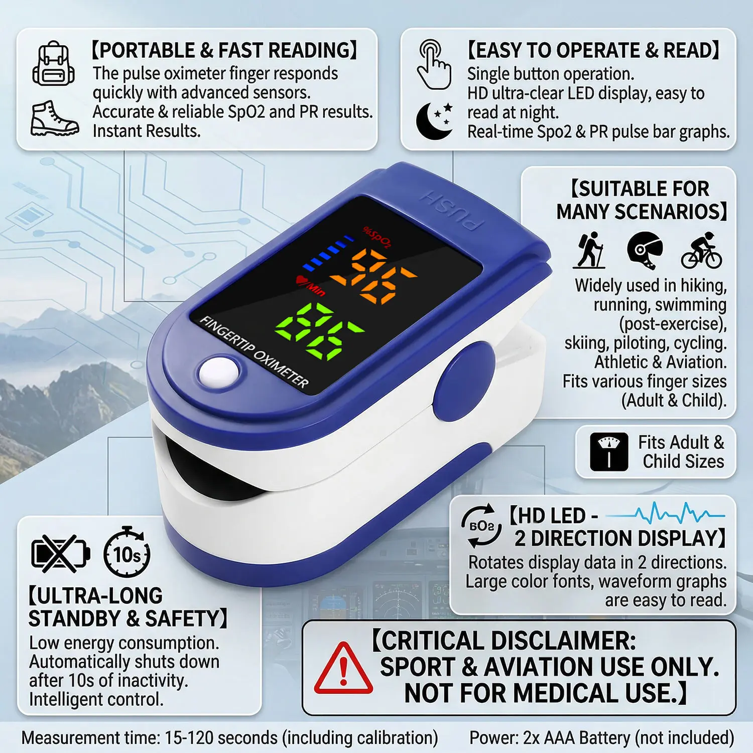Finger Pulse Oximeter OLED Blood Oxygen Saturation Heart Rate Monitor Oxymeters Medical With Respiratory Digital Oximeter