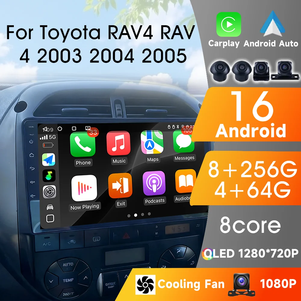 

Android 16 Car Intelligent Systems For Toyota RAV4 RAV 4 2003 2004 2005 Carplay Auto Car Radio DSP RDS Multimedia Stereo Player