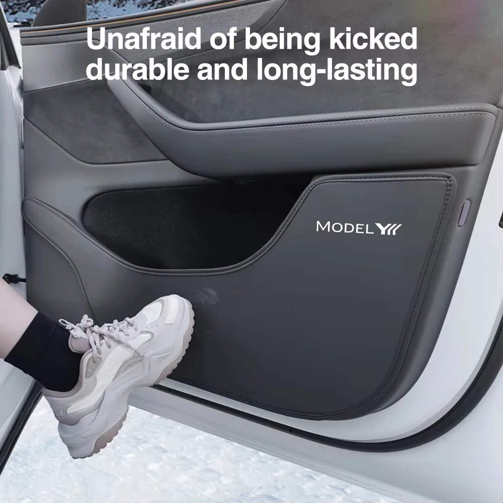 Für Tesla Model Y Juniper Model YL Model 3 Auto-Tür-Anti-Kick-Pad Leder-Seitentürpaneel-Schutz Anti-Kratz-Autodekoration – Detail 4
