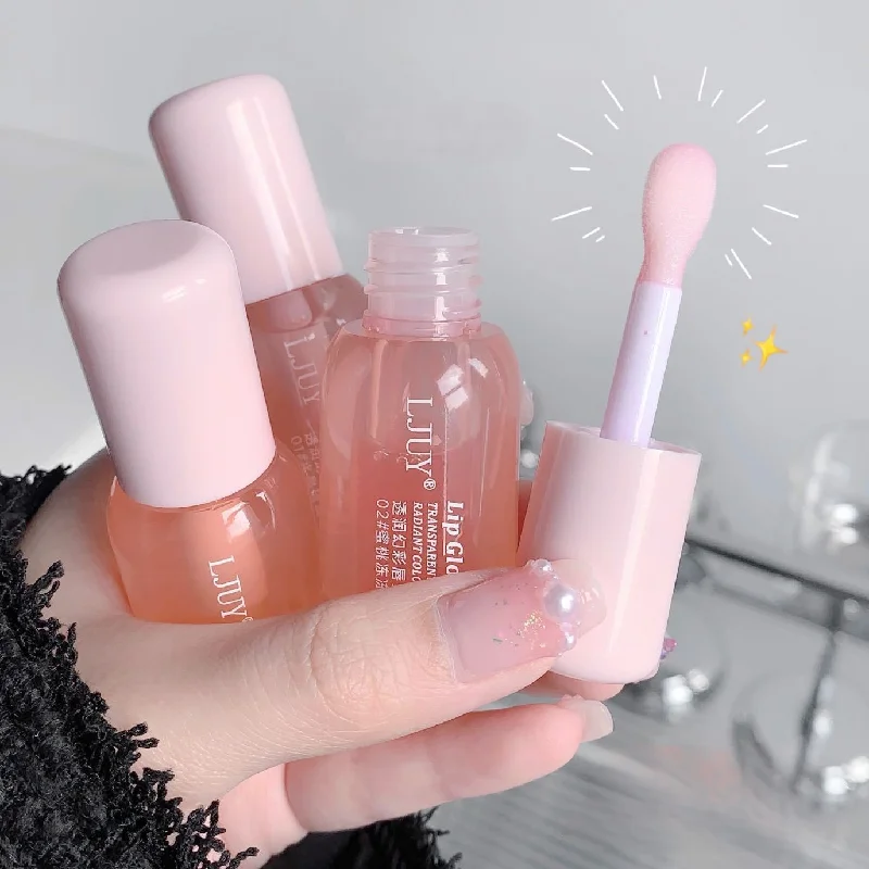 زيت شفاه جيلي كريستالي للفواكه ، ملمع شفاه زجاجي شفاف مرطب ، مضخ شفاف ، مصل سمنة ، مكياج للعناية بالشفاه