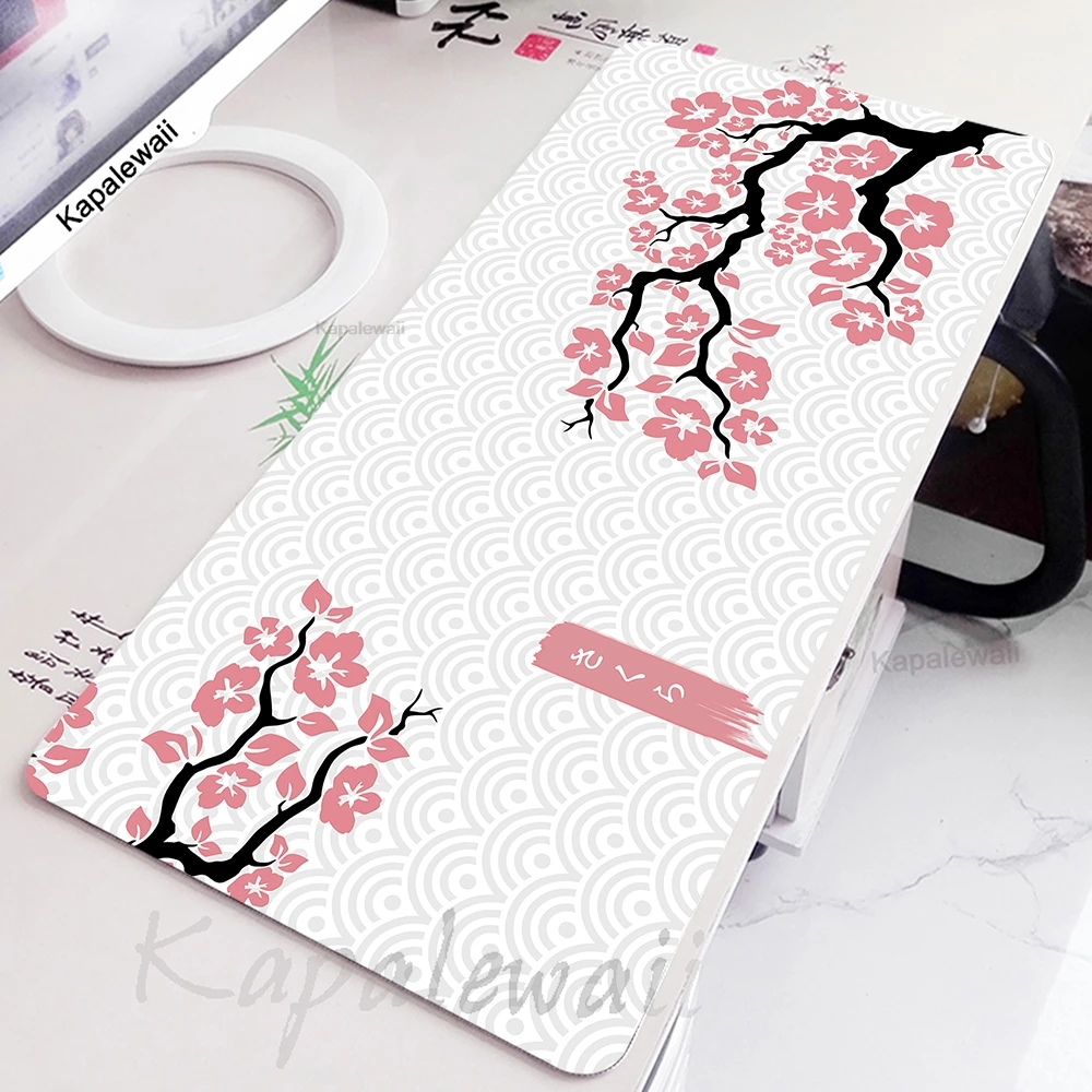 

Large Sakura Mouse Pad Gamer Mousepad Cherry Blossoms Keyboard Pads Japanese Style Art Desk Mat Gaming Locked Edge Table Carpet