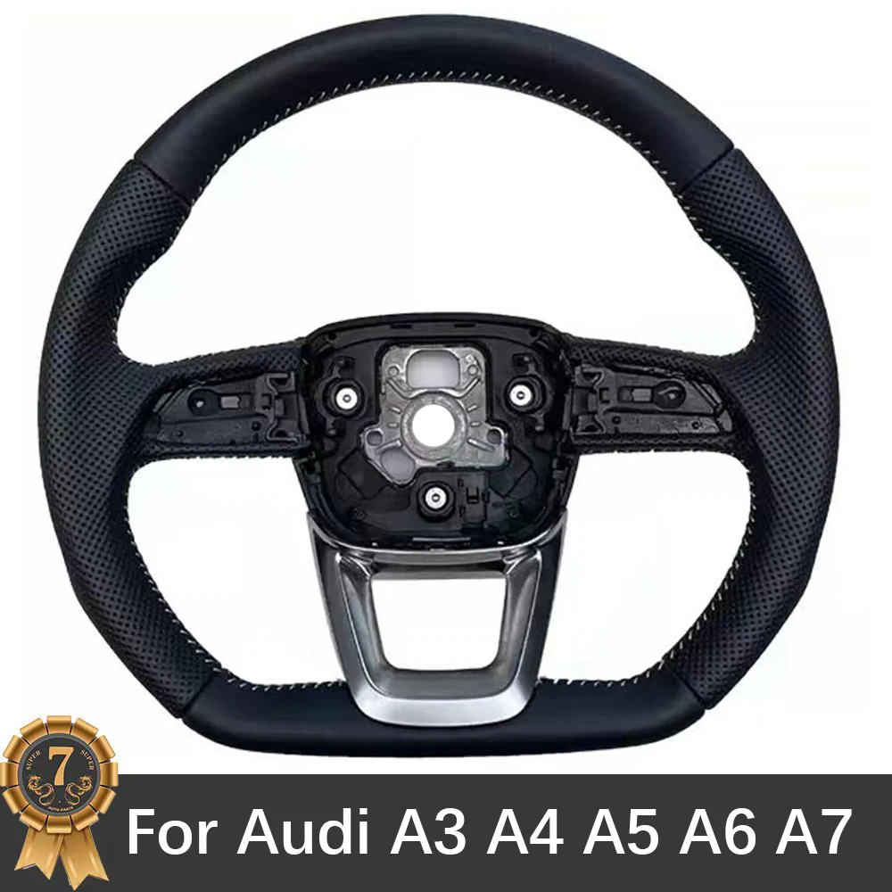 

For Audi A3 A4 A5 A6 A7 Q3 Q5 Q7 Perforated Steering Wheel Flat Bottom Assembly Base Accessories