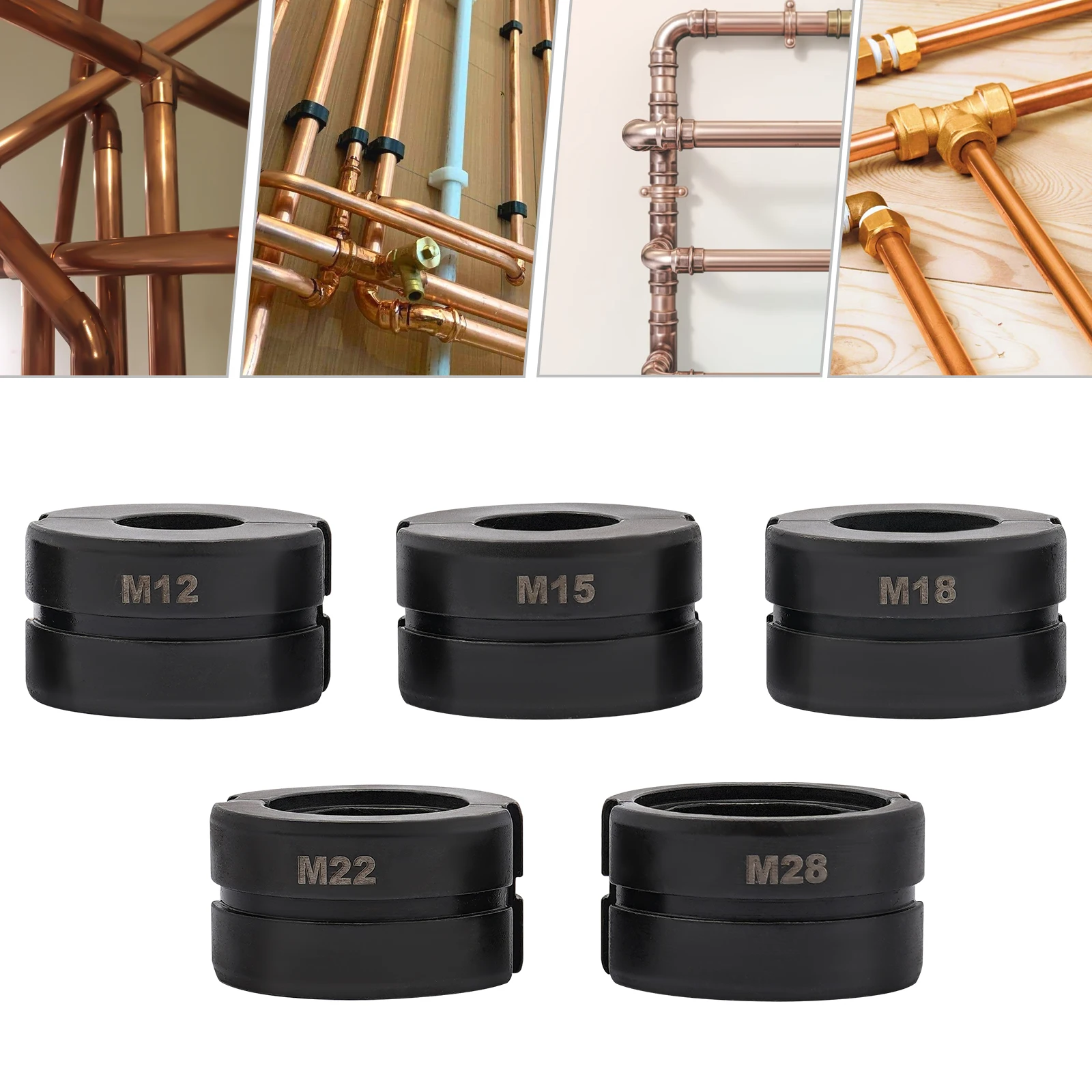 Image of M-Typ-Rohr-Crimpmatrizen M12/M15/M18/M22/M28 Hydraulisches Pressbacken-Set zum Crimpen von Kupferrohre