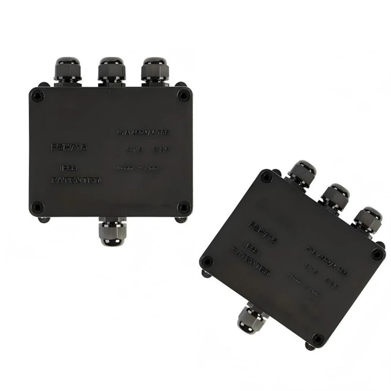 2Pcs 1 in 3 Out IP68 Waterproof Junction Box, 4-Way Terminal Underground Cable Protection Connector Box