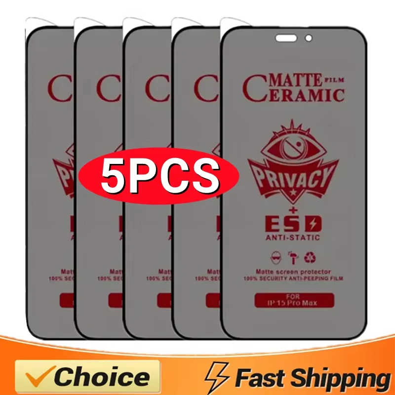 

Matte Ceramic Privacy Screen Protector For iPhone 17 Pro Max Anti-Spy Film For iPhone 16 15 14 13 12 11 Pro XR XS Max 7 8 Plus