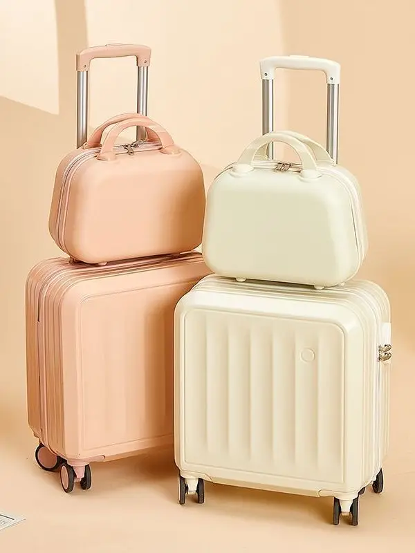 fashionable-lightweight-women's-carry-on-suitcase-with-four-wheel-rotation-single-pull-rod-pure-color-no-expansion-layer