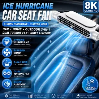 2026 New Upgrade Portable Car Seat Fan 3 Speeds Adjustable Car Seat Headrest Fan USB Powered Car Neck Cooler For Front Rea