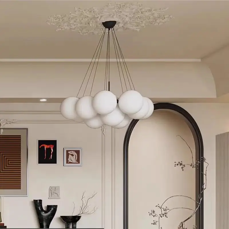 Bubble Glass cloud Chandelier milk White globe Suspension lamp  for living room Bedroom Home Decor Children's room decor lamp
