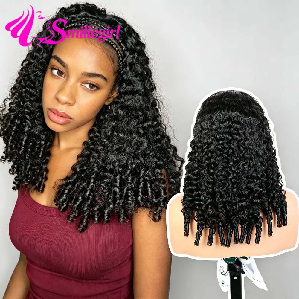 

Kinky Curly Half Wig Human Hair 3 IN 1 Glueless Wear and Go Half Wig Human Hair With Drawstring Seamless Clip Ins Flip Over 38In