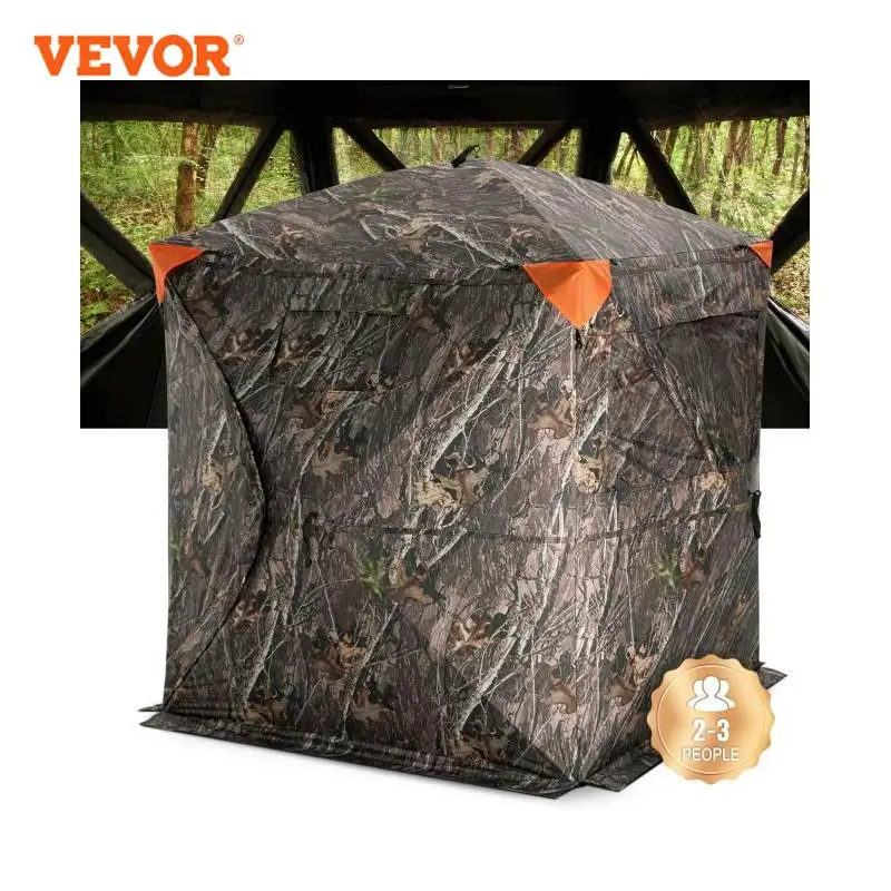 VEVOR Hunting Blind, 270° See Through Ground Blind, 2-3 Person Pop Up Deer Blind for Hunting with Carrying Bag, Portable Tent