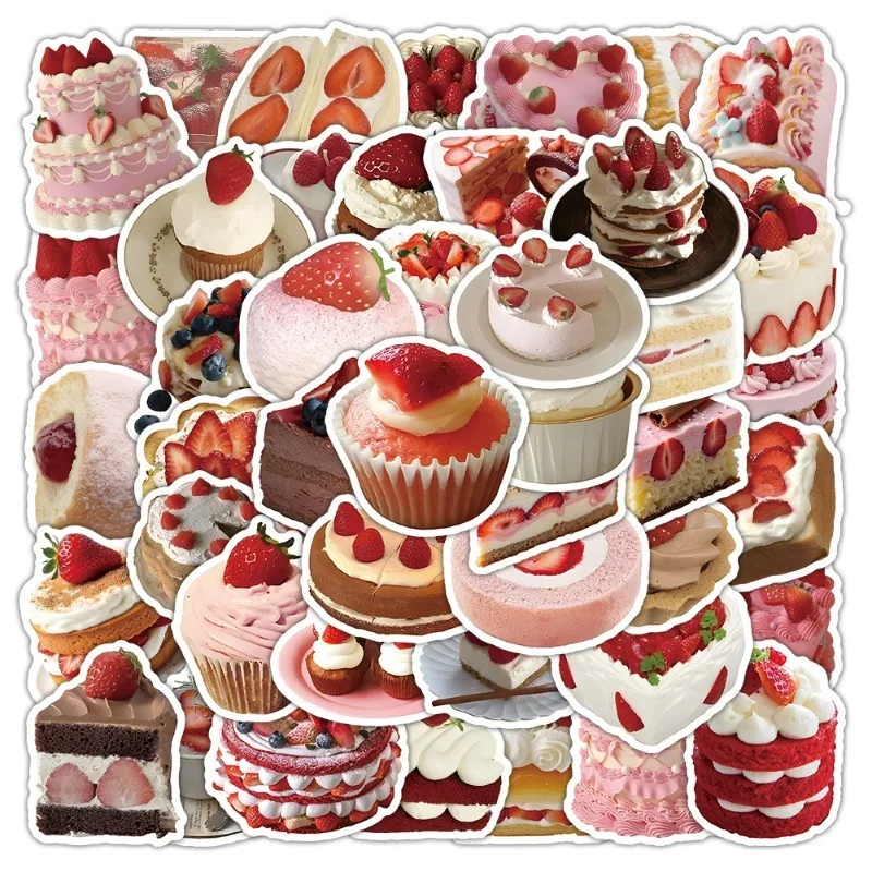 

63 stickers gourmet afternoon tea strawberry cake decoration sticker collage material mobile phone vanity case