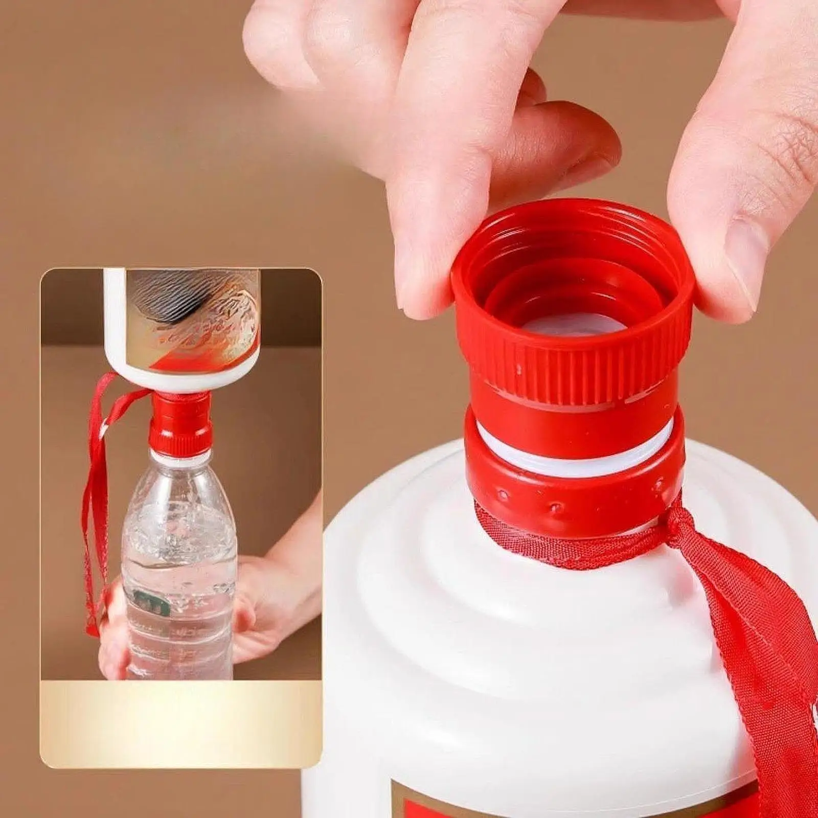 Bottle Emptying Kit Portable Oil Accessoires Bottle to Bottle Transfer Connector Red