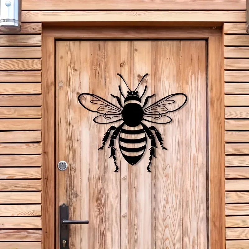 Elegant Metal Bee Wall Art - Durable Iron Outdoor/Indoor Decorative Sculpture with Intricate Detailing, Weather-Resistant Garden