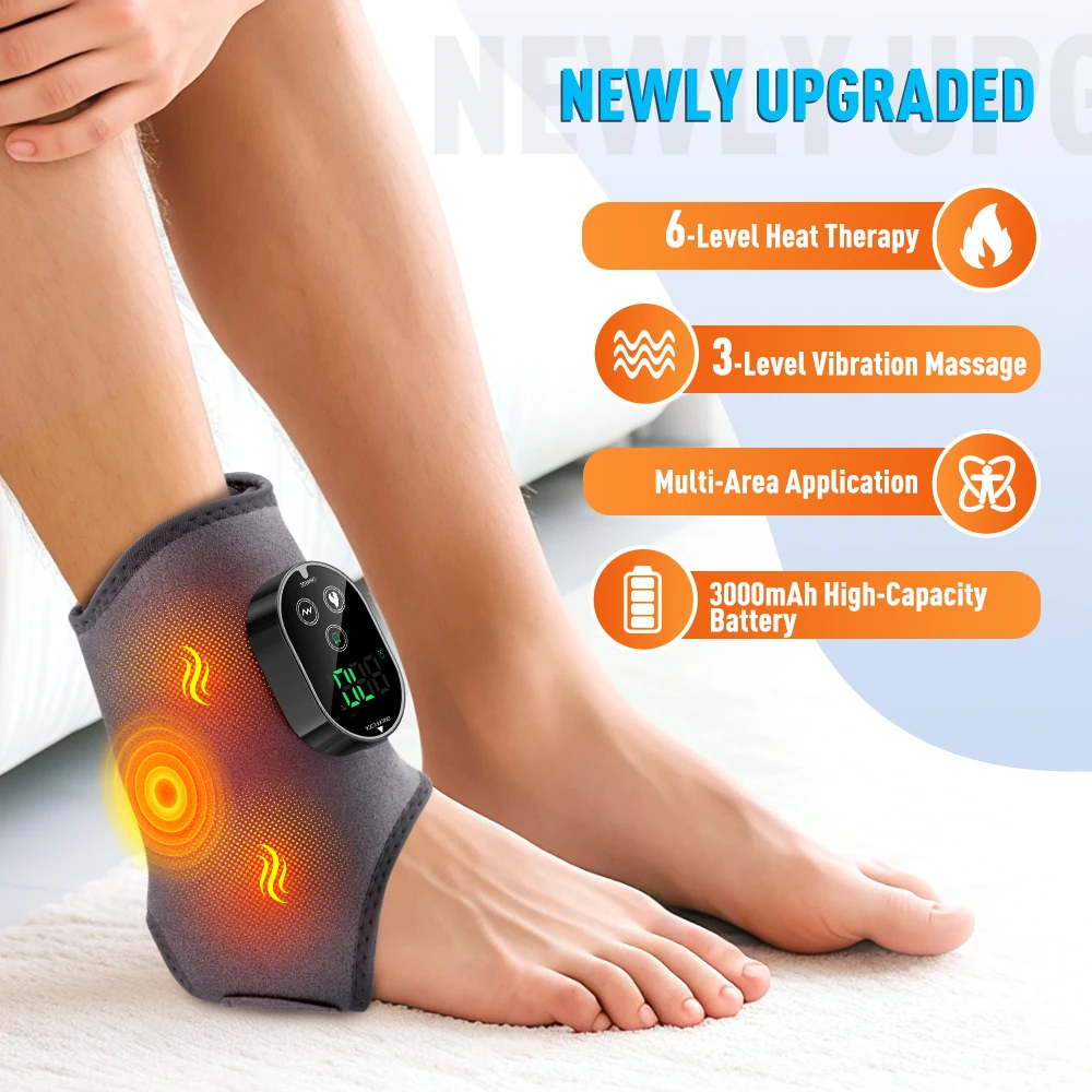 Electric Ankle Massager Hot Compress Vibration Ankle & Wrist Massage Wrap for Joint Protection Ankle Support Brace Wristband