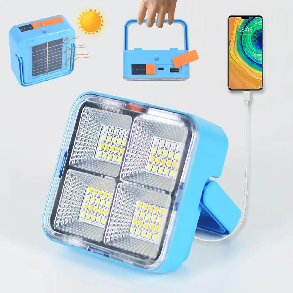 Portable Solar Light USB Rechargeable Outdoor Lighting Powerful LED Reflector Spotlight Projector Floodlight Construction Lamp