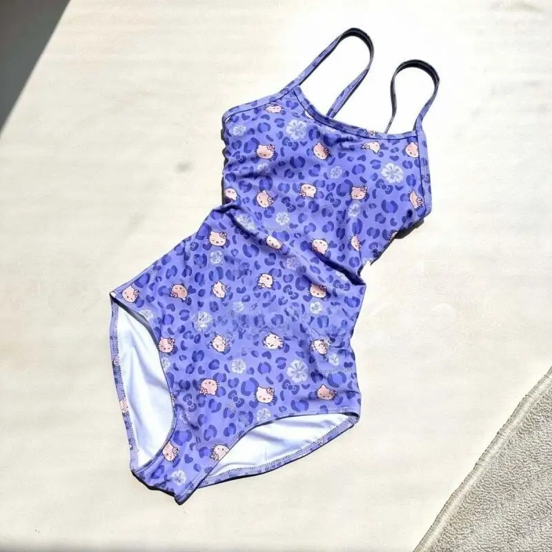 

Sanrios Hello Kittys Swimsuit Creativity Cartoon Sweet New Racing Swimsuit Fashion Kawaii Ins Girls Pool Party Hot Selling Suit