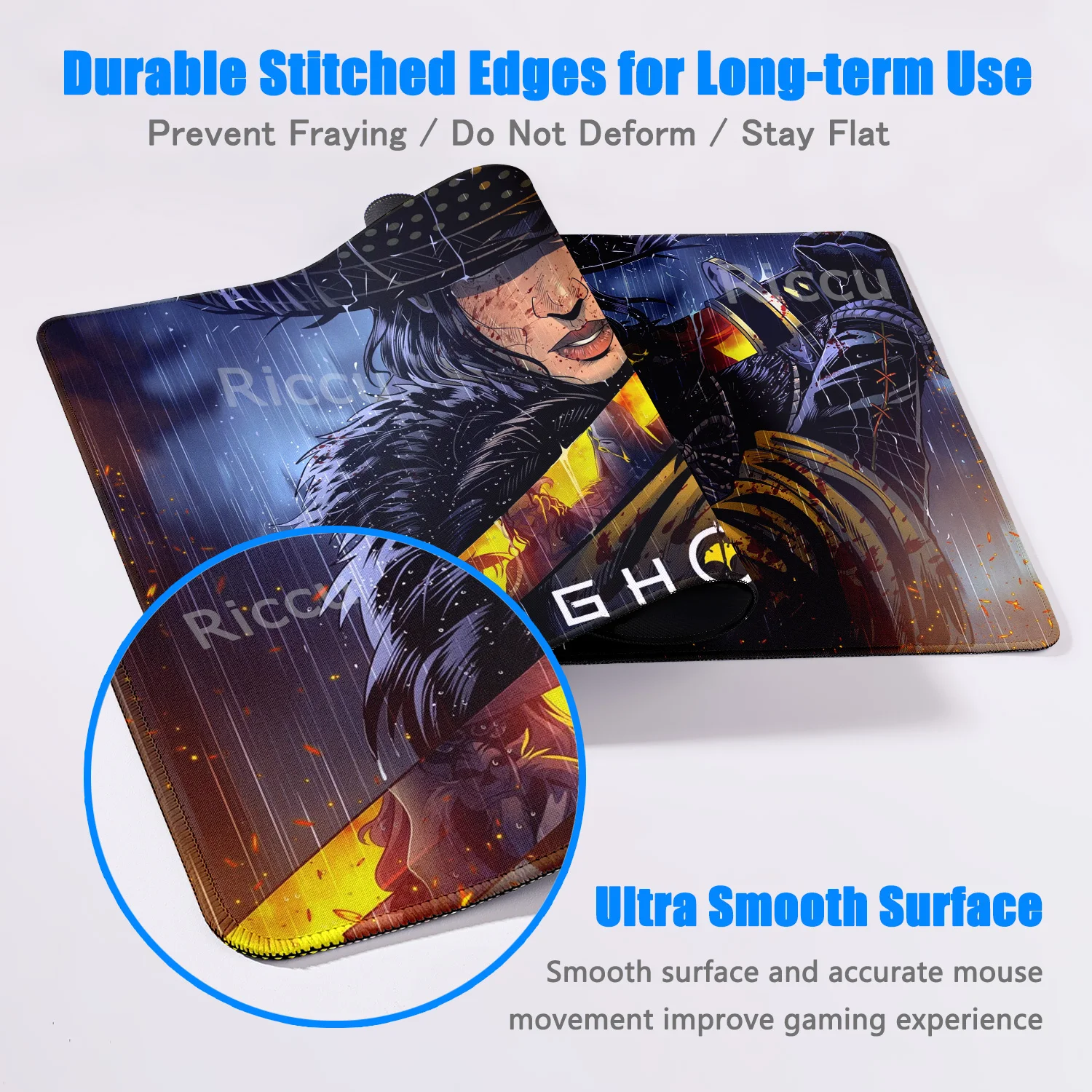 لعبة الساموراي اليابانية 40x90 سنتيمتر G-Ghost of Yotei ماوس الوسادة كبيرة حصيرة مكتبية لوحة المفاتيح مكتب المطاط الكمبيوتر عدم الانزلاق مكافحة فراي مسند الماوس
