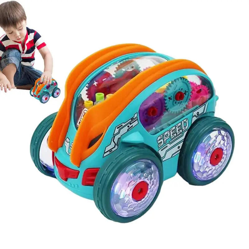 Automatic Bump & Go Car 360 Rotating Race Car With Led Lights Toddler Trucks Smooth Sensory Car Toy For Birthday Christmas New