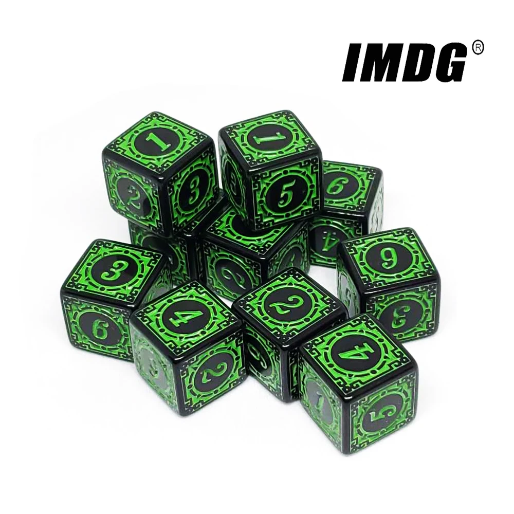 10pcs/pack Acrylic D6 Carved Pattern Dice 6-sides Accessories Polyhedron Colorful Dice Digital Game Dice Cubes