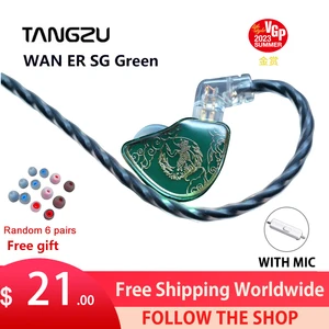 Tangzu WAN ER SG Giok Hijau 10mm Driver Dinamis Earphone In-ear IEM MIKROFON Komposit Logam Diafragma Magnet N52 Beat-Jual 10 penjualan terbaik nicehck eb2s - №