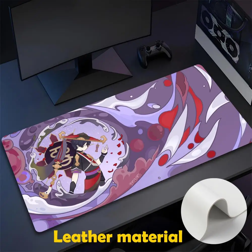 Paimon Qiqi Genshin Impact Raiden Shogun Mouse Pad Large Gaming Pad XXL Desk Mat Non Slip Double Sided PU Game Computer Leather