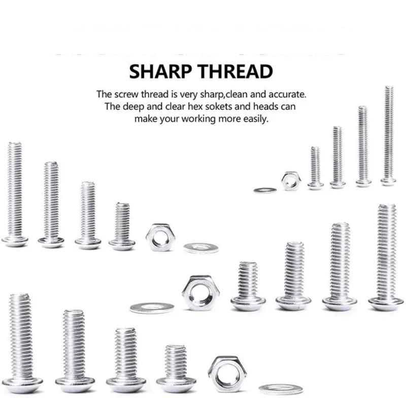 880pcs304 الفولاذ المقاوم للصدأ عبر الحدود المسمار مجموعة عرافة المقبس عموم رئيس مسمار المسمار الجوز شقة غسالة مجموعة